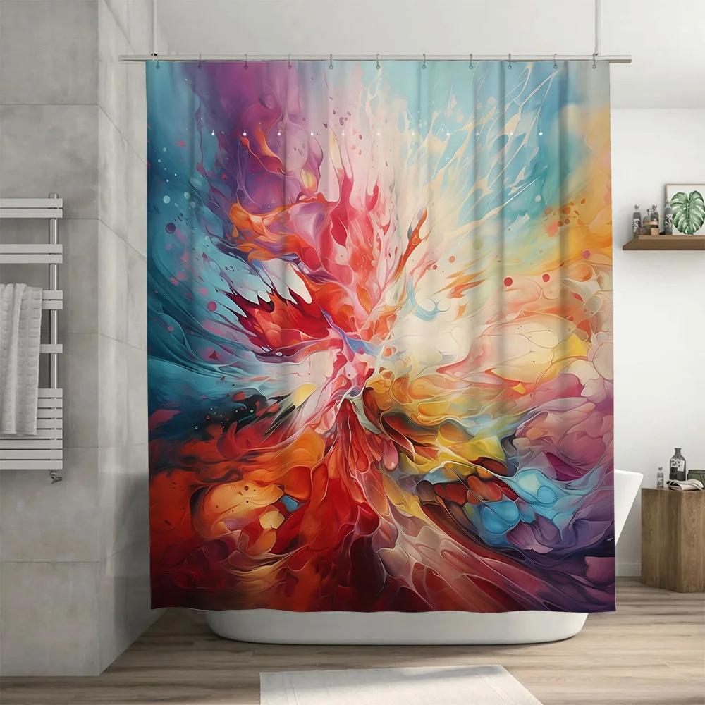 

Colorful Watercolor Shower Curtain Creative Bathroom Decor Multicolored Waterproof Fabric For Bathtub Perfect Gift Idea W60H190(CM)-1 Pcs