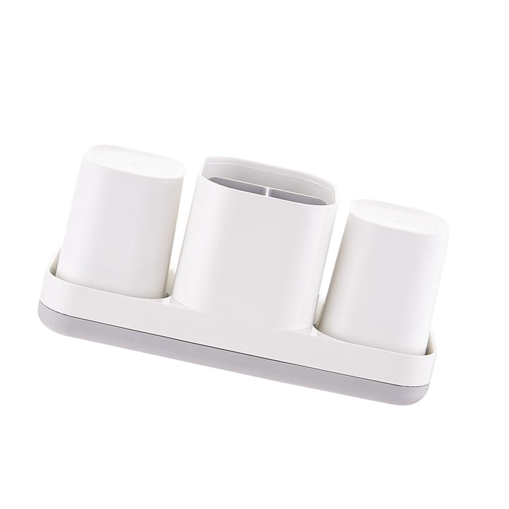 Toothbrush Holder, Toothpaste Storage Container, Bathroom with 3 Compartments, Storage Tray for Electric Toothbrushes and Dental Supplies
