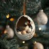 Christmas Ornament Acrylic Animal Egg Tree Pendant 2D Chicken Duck Turtle Eggshell Farm Decorations Holiday Gift for Family Friends