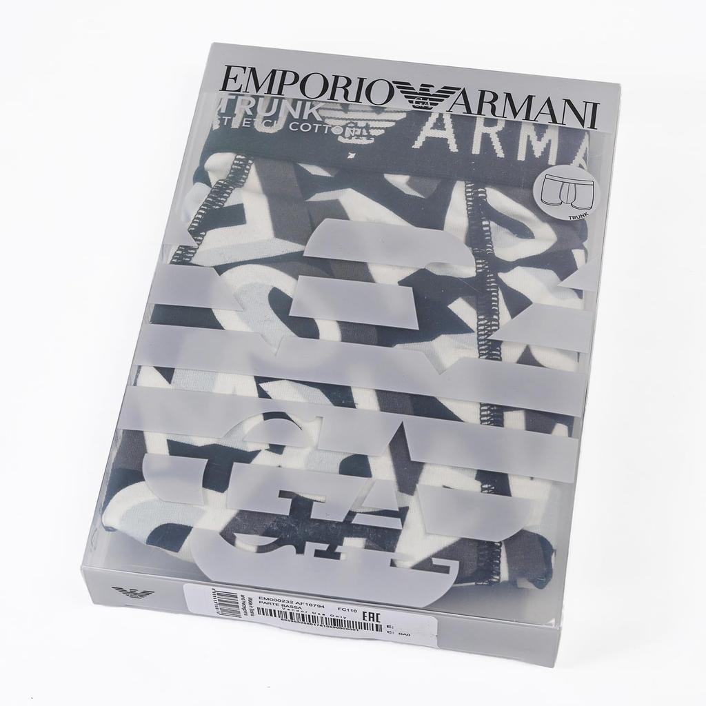 Emporio Armani Boxer Briefs with Logo Size White and EM000232 AF10794 Made in Men's Print, M, Black, FC110, Italy.