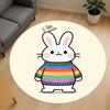 1pc Rabbit Rainbow Sweater Round Chair Mat Area Rug - Non-Slip, Floor Mat for Office, Bedroom, and Indoor Decor C1125006