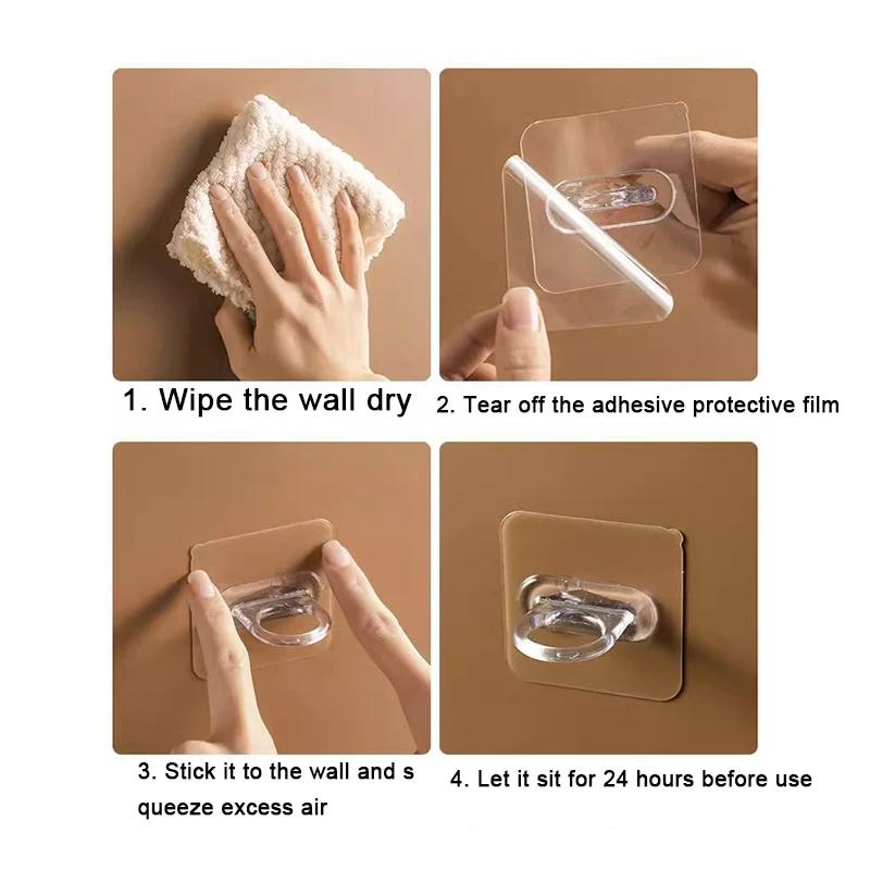 10Pcs Household Wall-Mounted Multi-Functional Round Hook, No Punching Seamless Paste, Storage Shelf, Kitchen, Bathroom