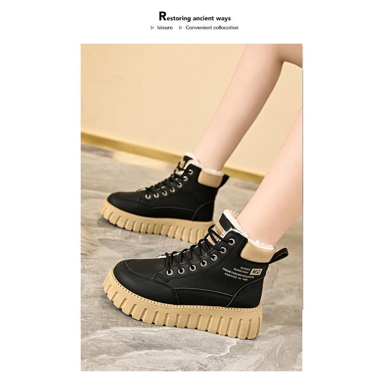 Women Thick Soled Fleece Lined High Top Warm Korean Casual Snow Boots For Ladies