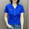 Women's 2022 Summer V-Neck Slim Fit Casual Fashion Short-Sleeve Top