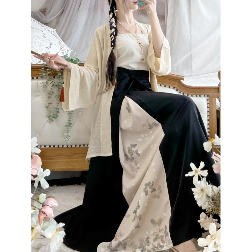 Dámský oblek, halenka a podvazková sukně Hanfu ve stylu čínské dynastie Song pro každodenní dojíždění