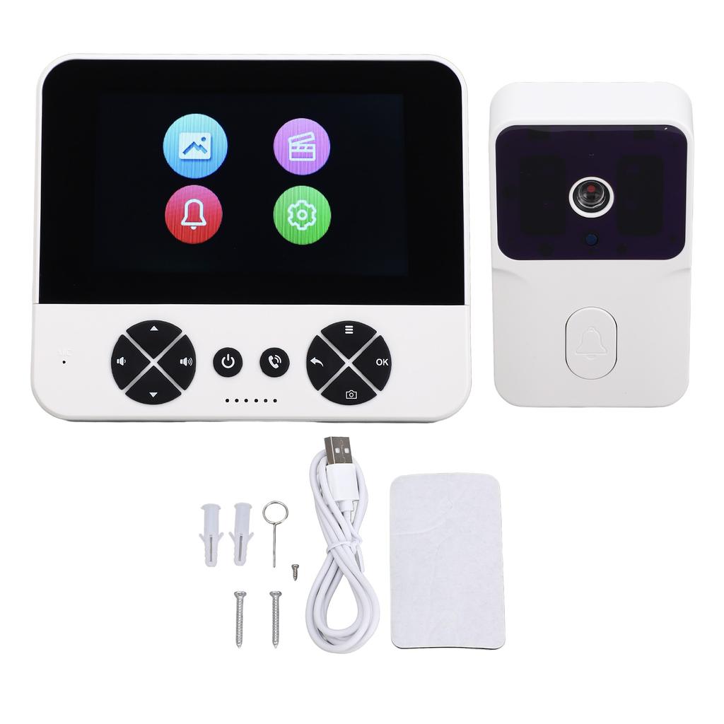 Wireless Video Doorbell System Dual Way Intercom 492.1ft Range Video Doorbell Camera with 4.3 Inch