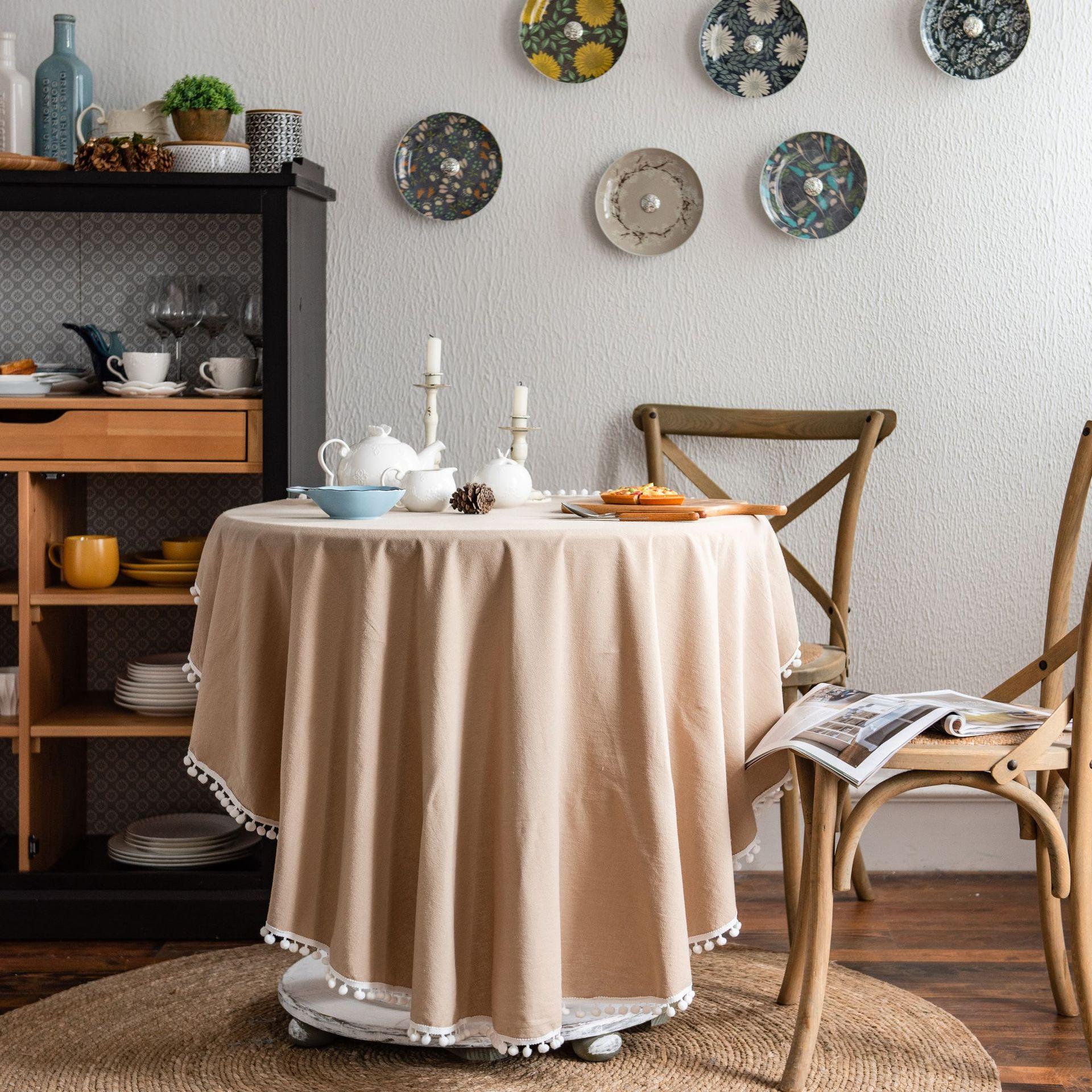 

Круглая однотонная скатерть Чехол для стола для обеденного, кухонного, кофейного столов и домашнего декора, Легко чистящийся и прочный протектор для стола round 140CM