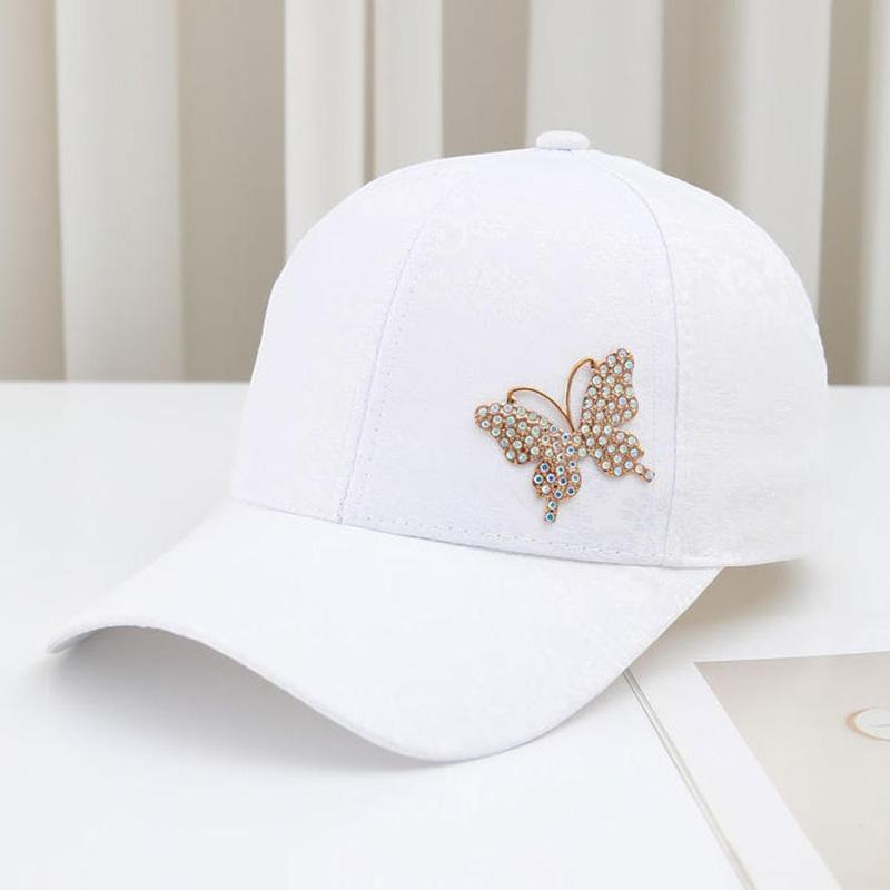 Korean Style Rhinestone Butterfly Sun Protection Baseball Cap For Women, Light Luxury Sports Sun Hat