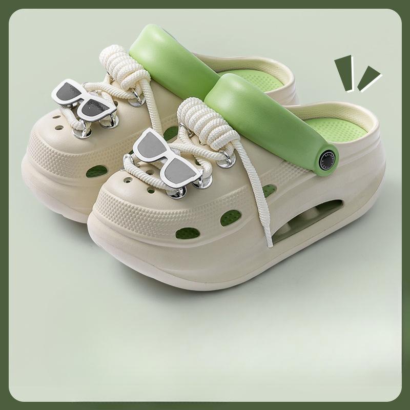 Modische Schuhe, rutschfest und geruchshemmend, Sandalen und Hausschuhe mit dicker Sohle zur Höhensteigerung für den Außenbereich