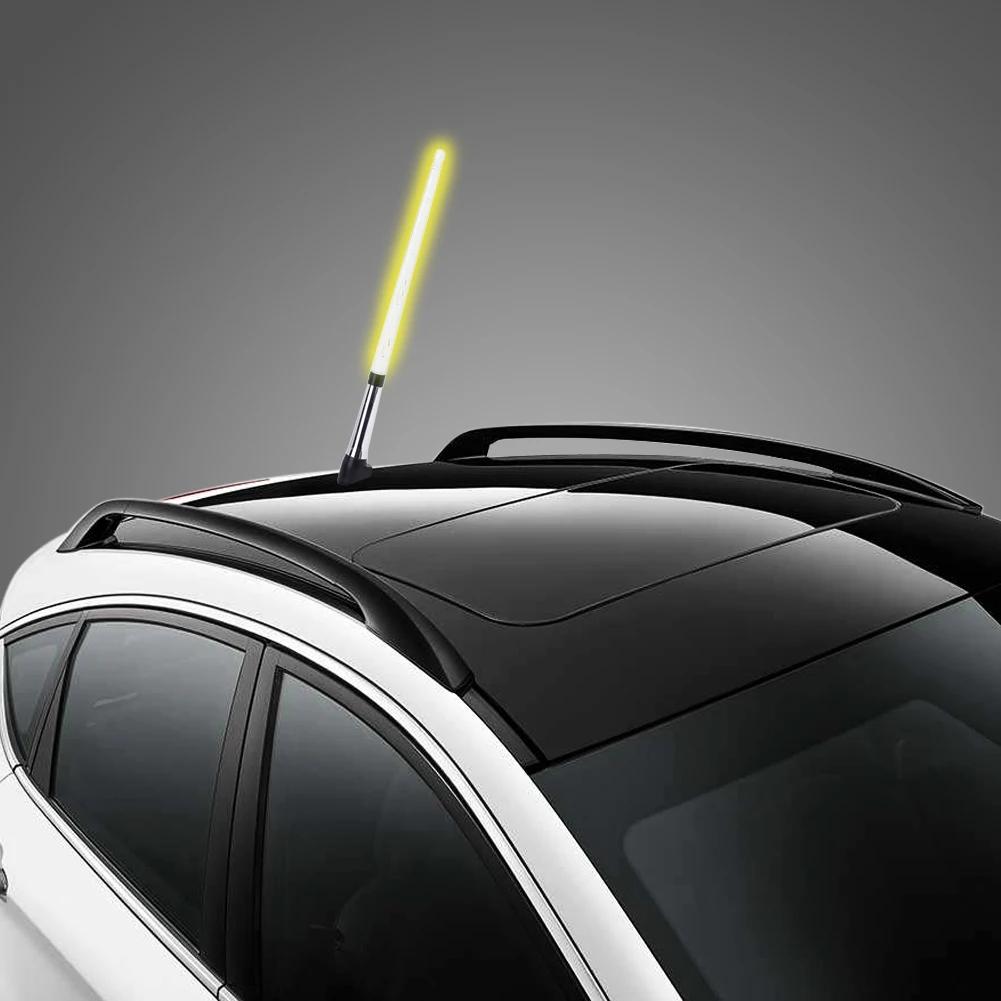 Universal 12V Car External Light Antenna Car Flagpole Light Antenna Car Exterior Light  Yellow Light Flag Pole Light Antenna