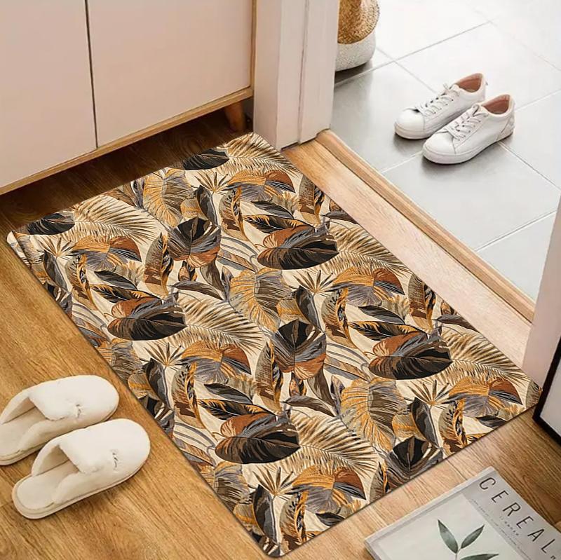 Nordic Style Plant Flower Printed Carpet Retro Style Green Plant Pattern Door Mat Farmhouse Living Room Bedroom Entrance Carpet