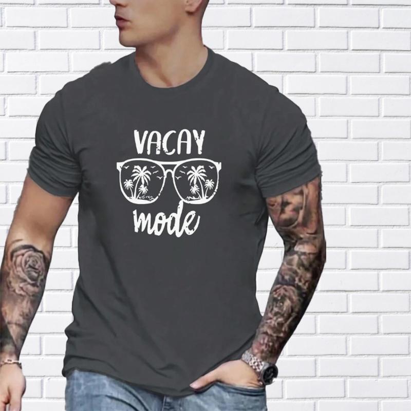 

Новая летняя мужская модная футболка с принтом в очках и островом, мужская футболка, топ 8XL темно серый