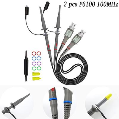 2 Pieces of P6100 100MHZ Oscilloscope For Alligator Clip Probe 10 To 1 Test