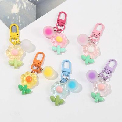 Transparent Acrylic Flower Key Chain Korean Style Acrylic DIY Chain Pendant Backpack Charms Key Ring Ornaments