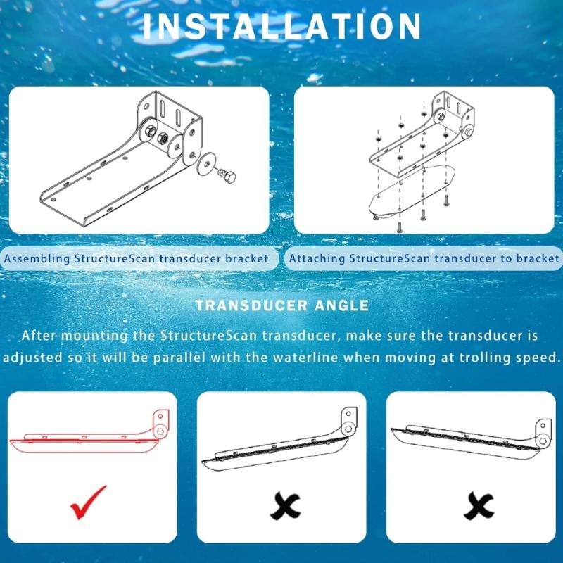 000-10874-001 Transducer Transom Mounting Bracket Compatible for LSS-2 Boats Yacht Marine Fishing Shockproof Accessories