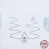 S925 Sterling Silver Water-drop Shape Blue Zircon Devil's Eye Pendant Necklace for Women Classic Neck Chain Jewelry