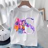 KPop Demon Hunters White T-shirt for Children A-Z Letters Tee Top Cartoon Round Collar Clothes Kids Short Sleeve Clothing Gift