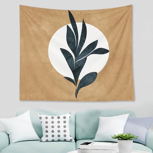 Nordic Abstract Geometric Tropical Plant Print Pattern Tapestry Home Living Room Bedroom Wall Decor Background Cloth Tapestry