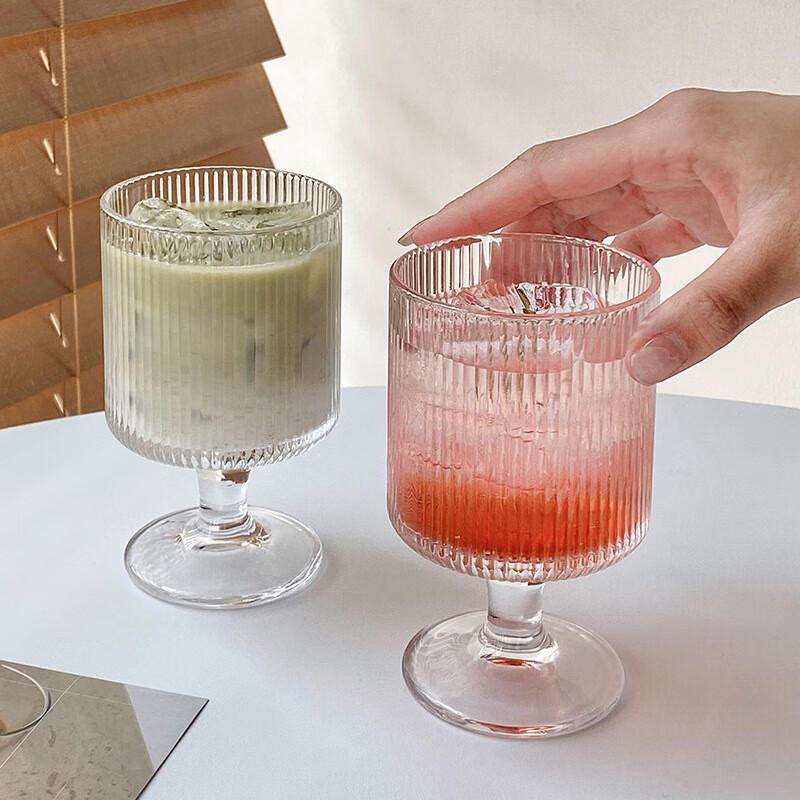 Paibei Striped Glass Beverage Cups (Set of 2)
