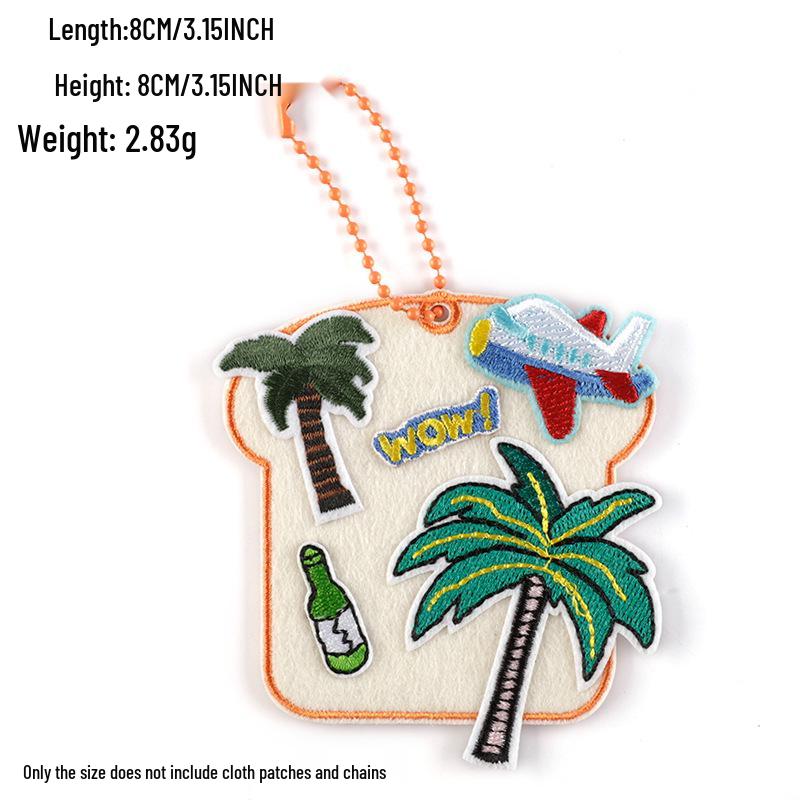 Korean INS Style Luggage Tag Keychains - DIY Anti-Lost Bag Accessory with Embroidery Blank Cloth Patch