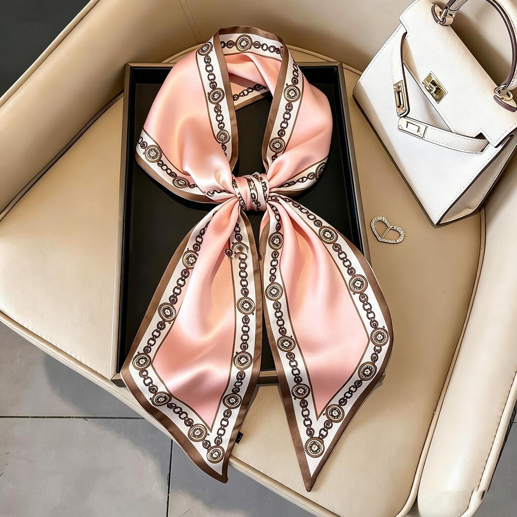 Small long thin bevel silk scarf Women's ethnic style belt Tie hair belt Tie bag ribbon tie yarn scarf Thin scarf