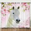 Curtain Flower Peach Blossom Animal Horse 3D Digital Printing Blackout Curtain Punching