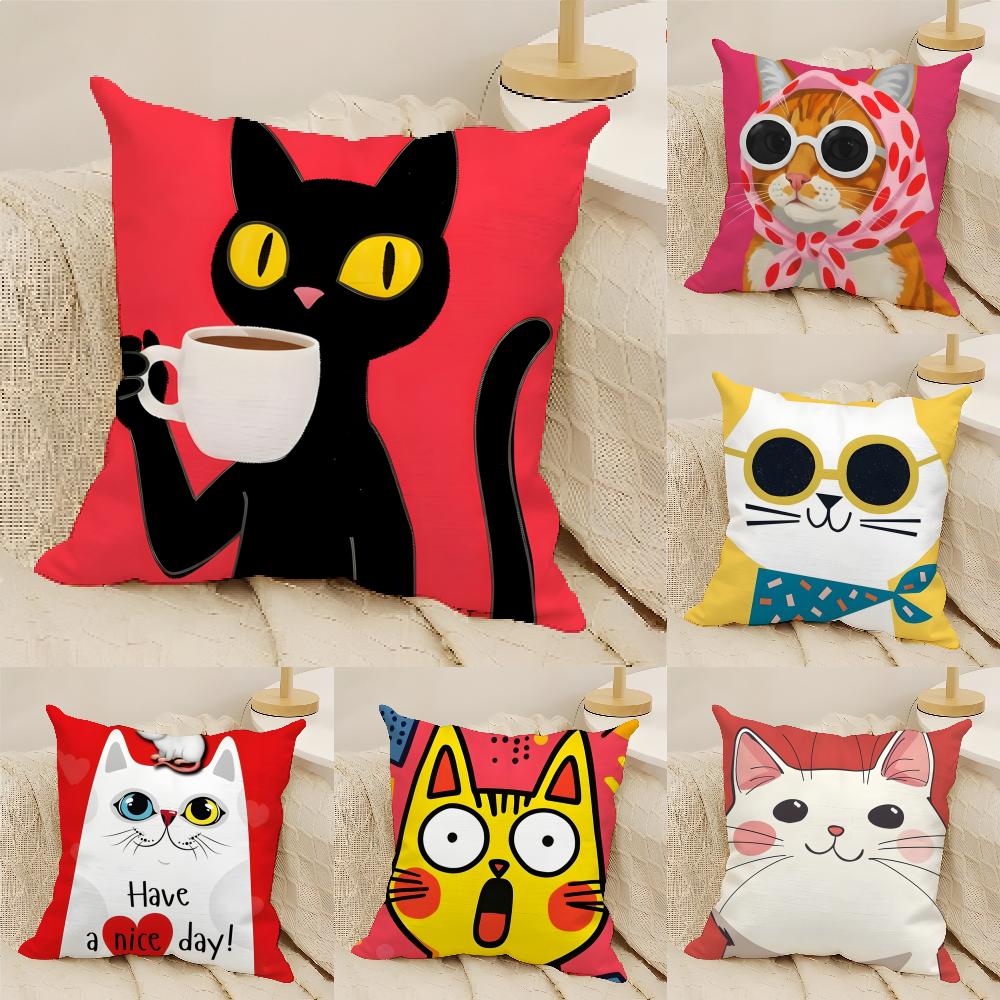 Funny And Surprising Cat Patterns Pillow Case Home Living Room Decoration Linen Pillowcover Pillow Cases Cushion Cover
