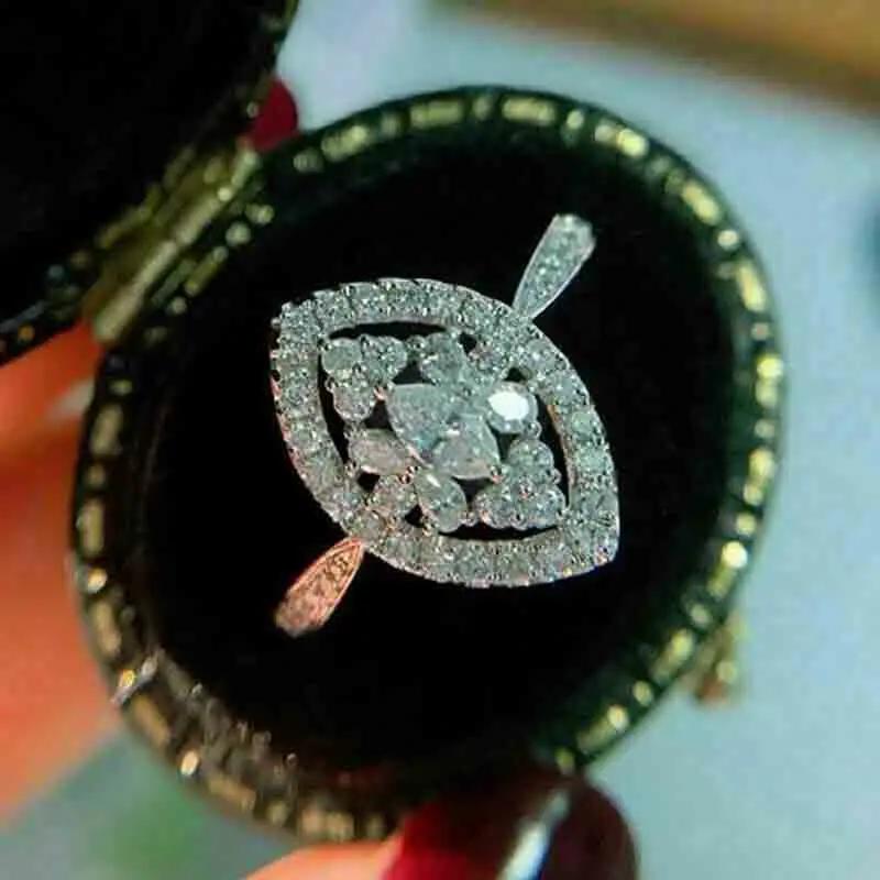 

2026 New European and American Horse Eye Geometric Flower Ring Women s Exquisite Shining Zircon Elegant High End Zircon 10