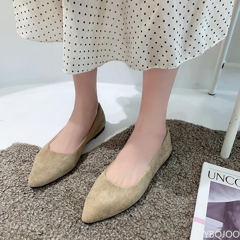Fashion Spring summer new flat shoes with pointed shallow mouth suede fashionable simple comfortable versatile women's shoes