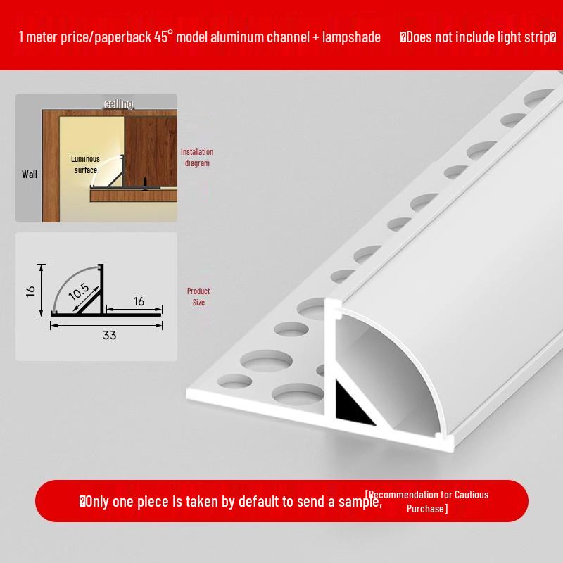 Single-Sided Upward-Emitting Recessed Linear Light - Double Eyelid Aluminum Channel