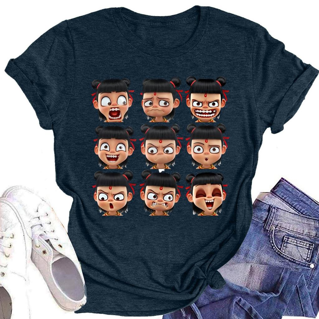 Men's And Women's Printed Round Neck Short-sleeved T-shirt Top