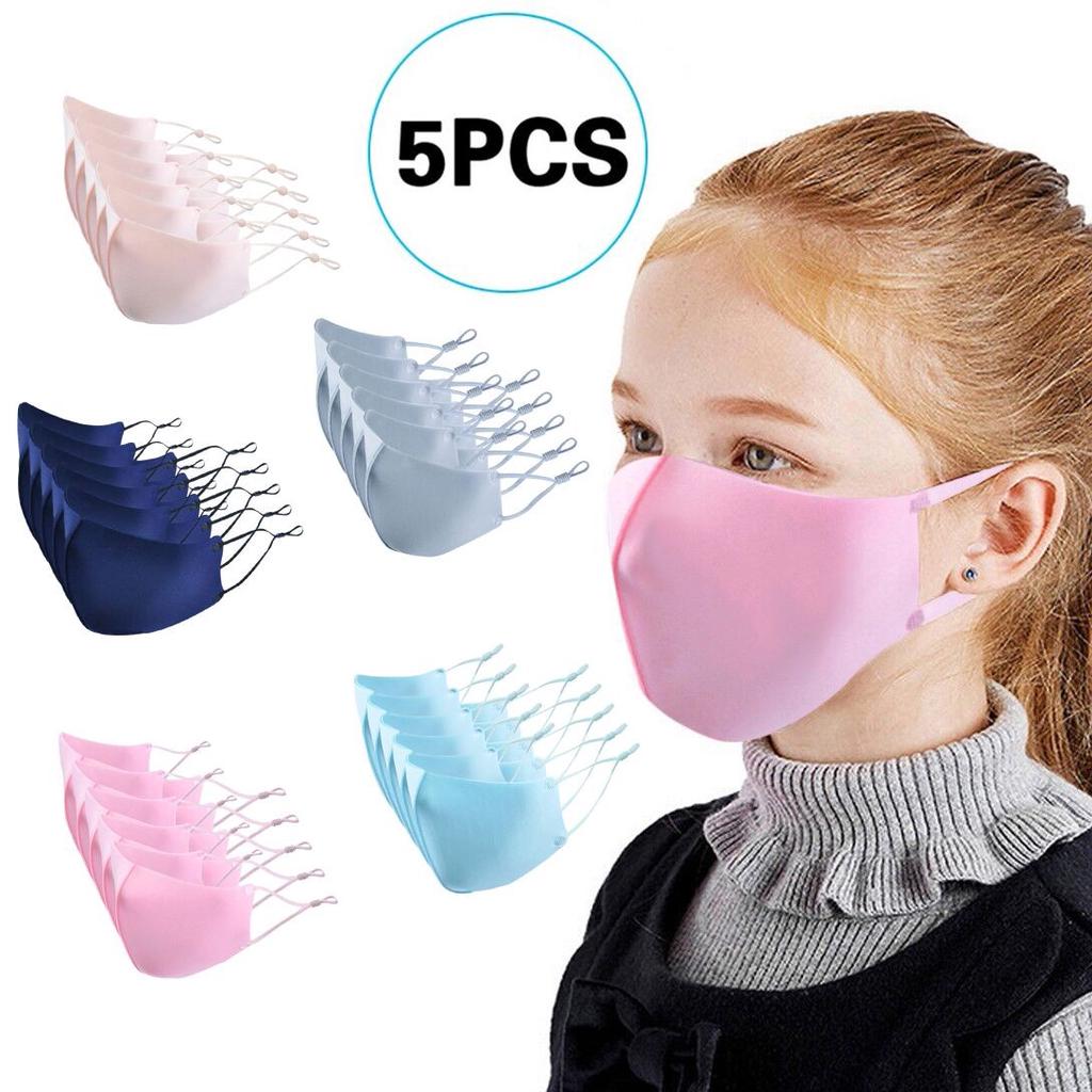 5PCS Cartoon Solid Kids Washable Anti-pollution Cute Mouth Anti-dust Face