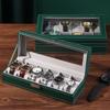 1pc PU Leather Watch Box with Lock, Large Capacity Watch Storage Box, Watch Display Box, with Transparent Cover, Velvet Lining