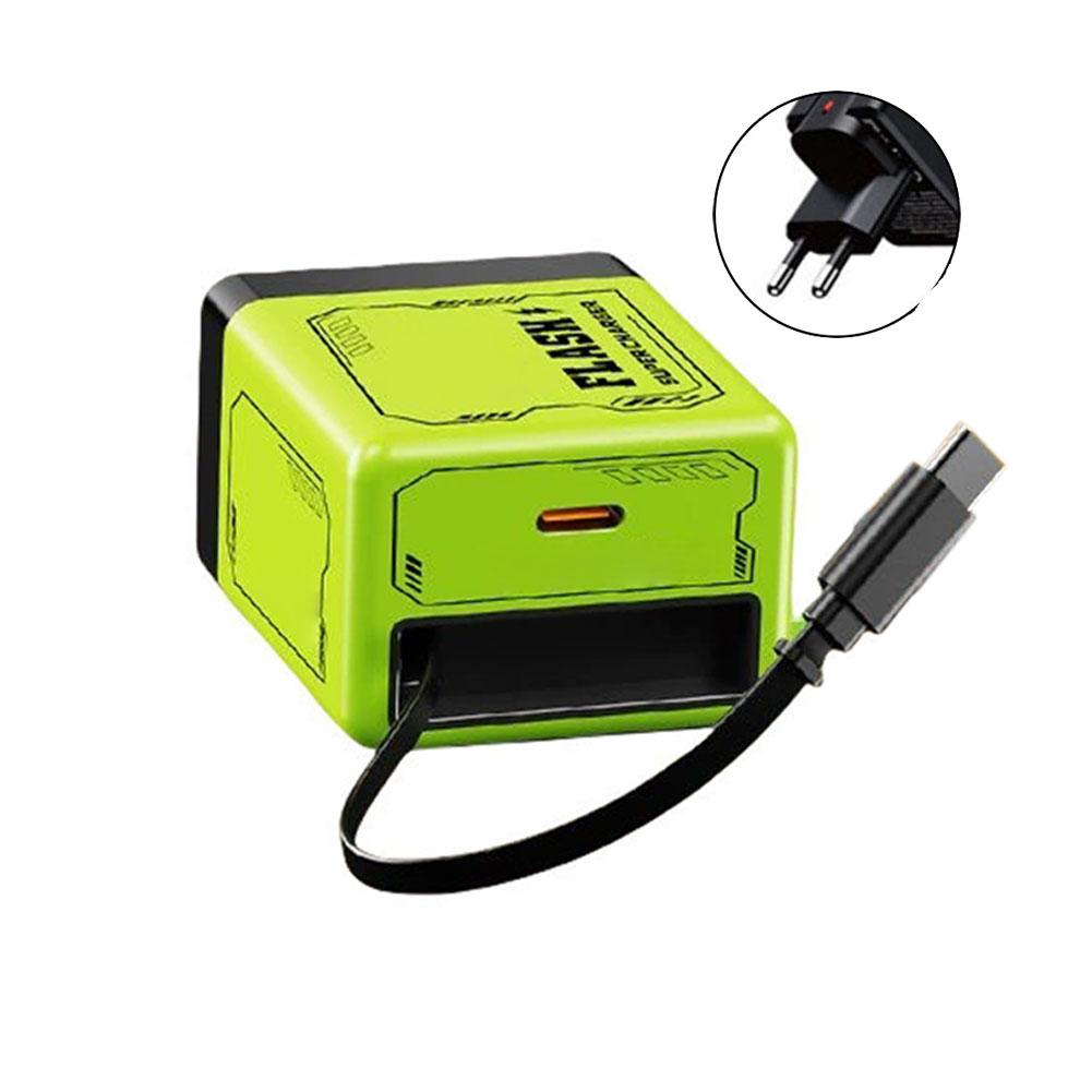 120W Type C Fast Charging Charger Type-C Port+Type-C Retractable Data Cable Phone Charger For iPhone Huawei Samsung Xiaomi Table