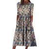 2024 Spring/Summer European & American Women's Round Neck Printed Large Hem Dress