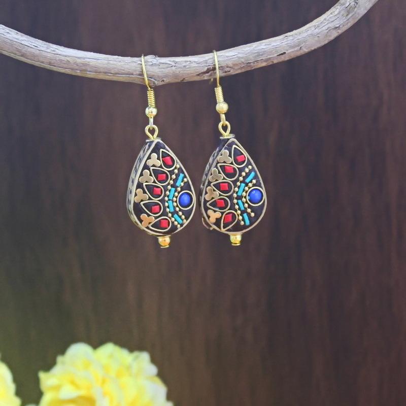 Tibetan Ethnic Style Elegant Long Dangle Earrings for Women