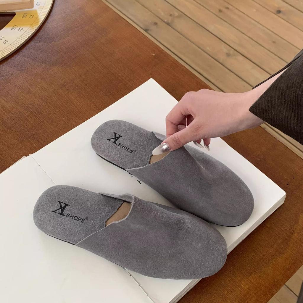 Baotou half slippers children wear 2025 new simple thick-soled lazy Muller women's shoes out slippers in autumn and winter