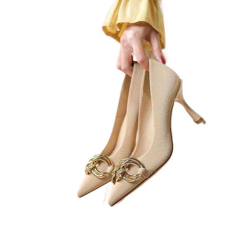French Shallow Mouth Single Shoes Pointed High Heels Women's 2025 Sexy New Temperament Thin Heel Versatile Niche Design Wedding Shoes