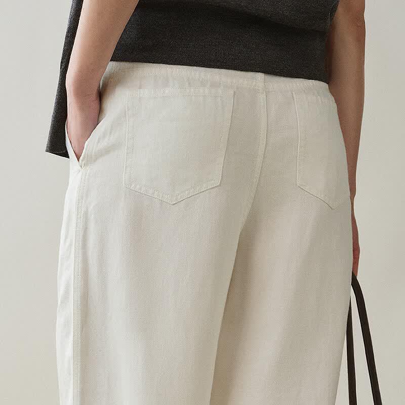 Less 2026 Autumn Loose Banana Denim-Style Linen Pants