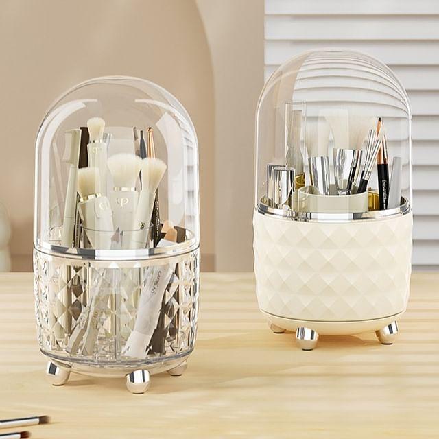 Aucucci - Textured Rotatable Plastic Makeup Desk Organizer (Various Designs) Gold Stand - Green