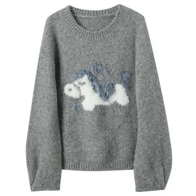 Sancai Winter Jacquard Strickpullover mit Ponymuster