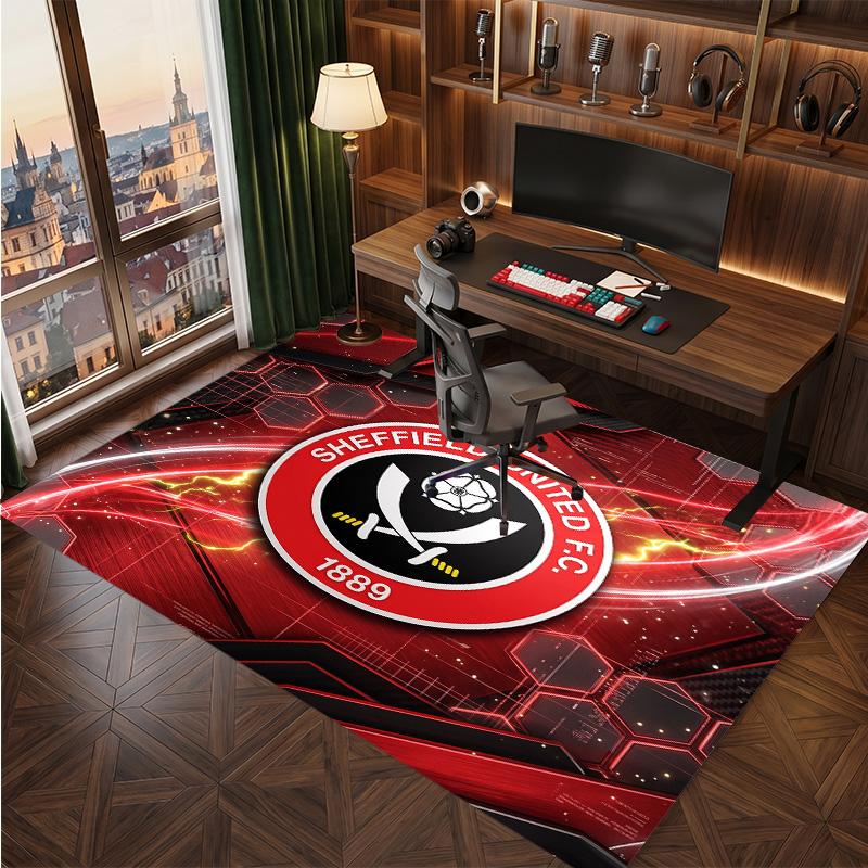 Sheffield United Football Print Crystal Velvet Rug, Comfortable Water Absorbent Non Slip Indoor Floor Carpet