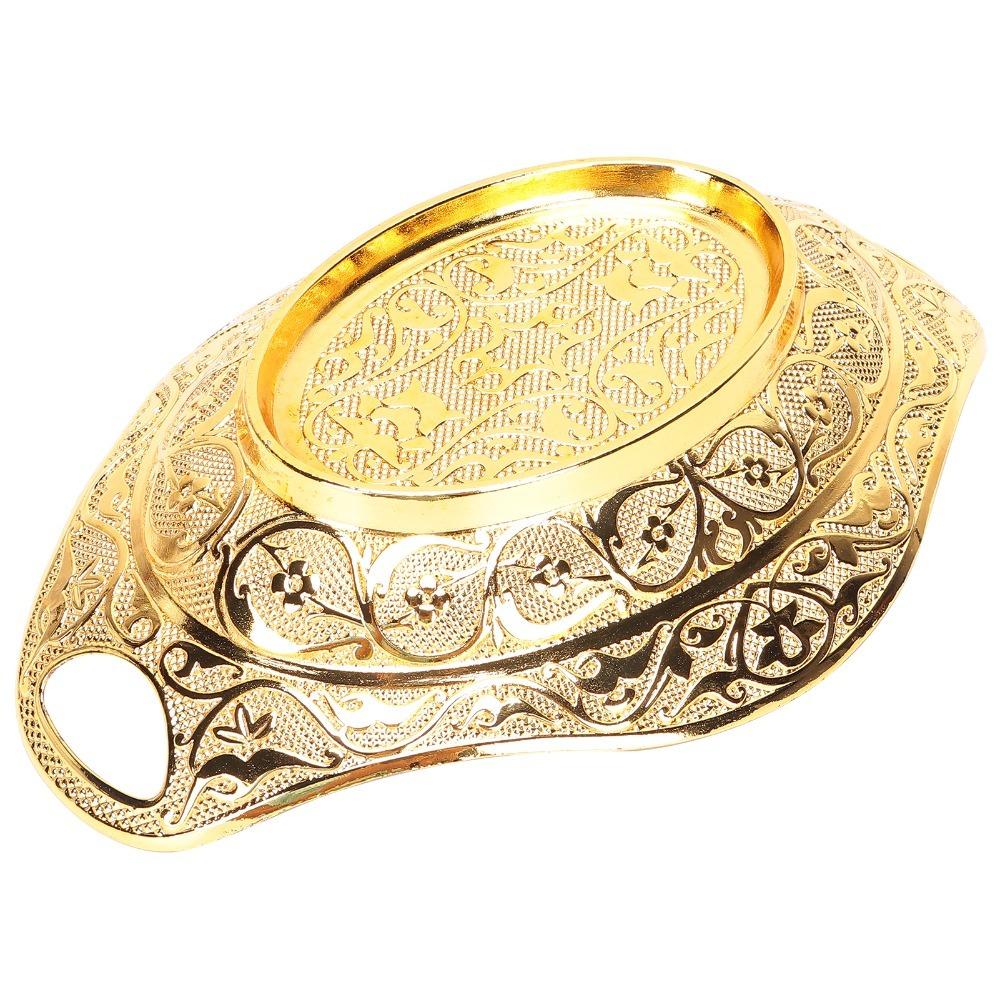 Oval Shape Fruit Tray Gold Decorative Tray Elegant Jewelry Organizer Tray Kitchen Counter