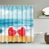 3D Scenic Landscape Seaside Beach Trees Flowers Shell Bath Curtain Shower Curtains for Bathroom Waterproof Polyester Frabic Hook