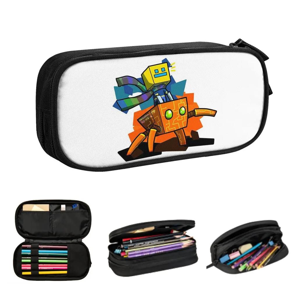 Geometry Dash Fan Art Piórniki Duże Torby na Długopisy Pudełko na Długopisy Saszetka na Ołówki Dla Chłopców Dziewcząt Uczniów Artykuły Papiernicze Szkoła Biuro