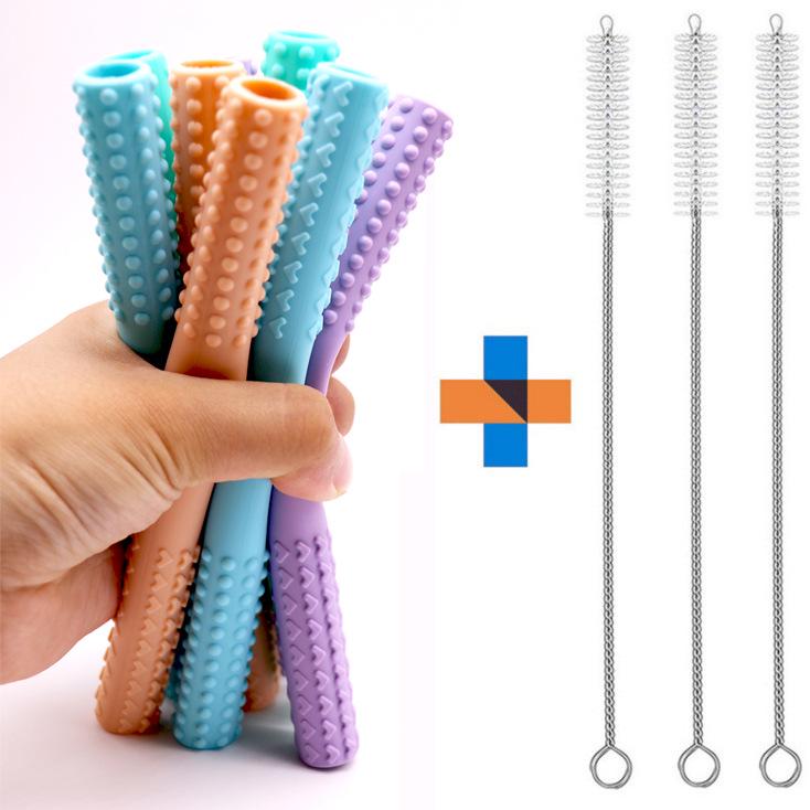 

Полая силиконовая трубочка для прорезывания зубов для младенцев - Мягкая игрушка-прорезыватель из пищевого силикона