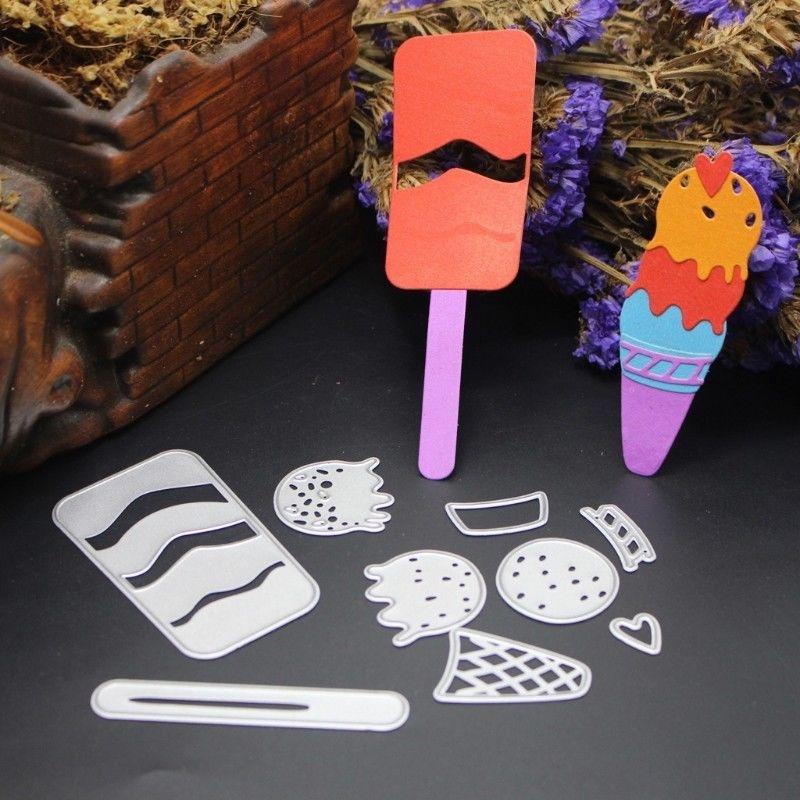 Ice Cream Cutting Dies Metal Stencil DIY Scrapbooking Album Paper Card Embossing Craft Die Cut Summer Drink Popsicle