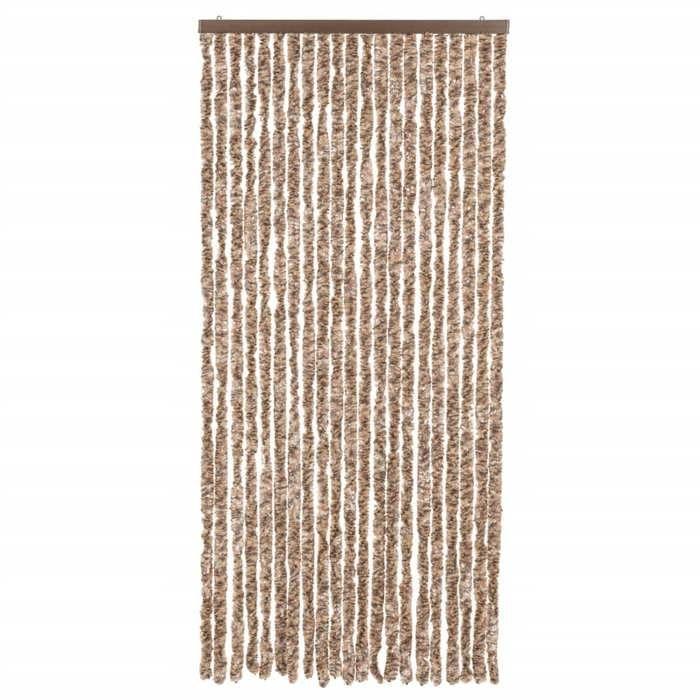 VidaXL Rideau Anti-mouches, Store Anti-insectes avec Crochet, Rideau de Porte Longueur et Largeur Réglables, Beige et Marron 377320