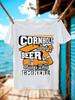 Cotton Crew Neck Tshirt with Cornhole Graphic Print - Cor...