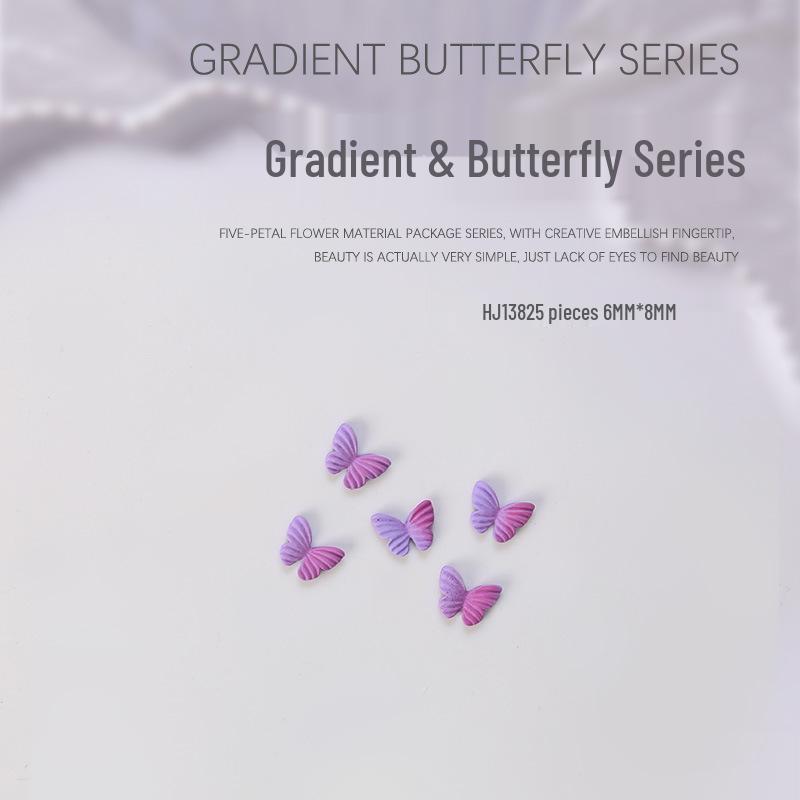 

3D Gradient Metal Butterfly Nail Art Decorations Set - 5 Pieces